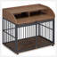 Meuble pour chien en bois robuste de 44 pouces avec roues verrouillables et rangement double couche, idéal pour les chiens de taille moyenne à grande