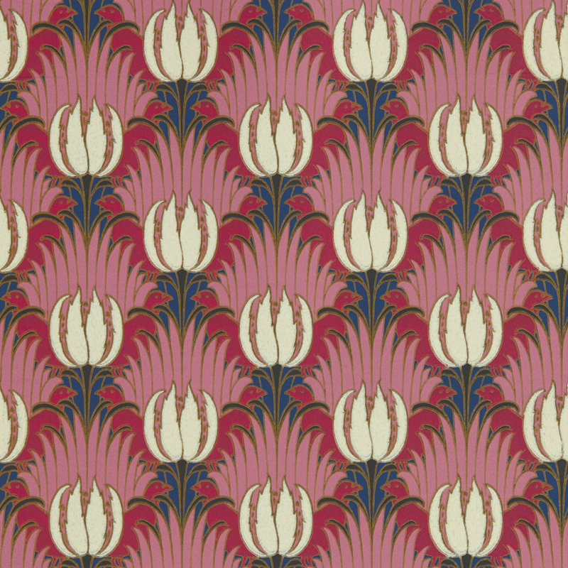 Tulip and Bird 10.05m x 52cm Matte Wallpaper Roll, Amaranth/Blush