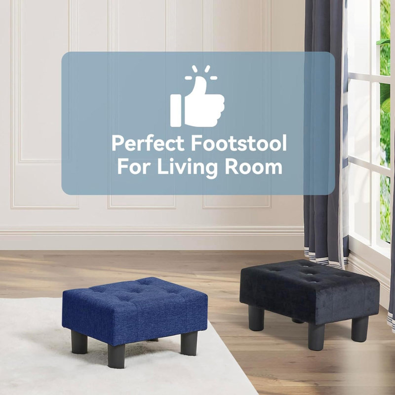 Tabouret d'appoint en bois massif Etherson, Bleu