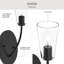 Applique murale 1 lumière noire mate avec abat-jour en verre transparent Jheni-127683756