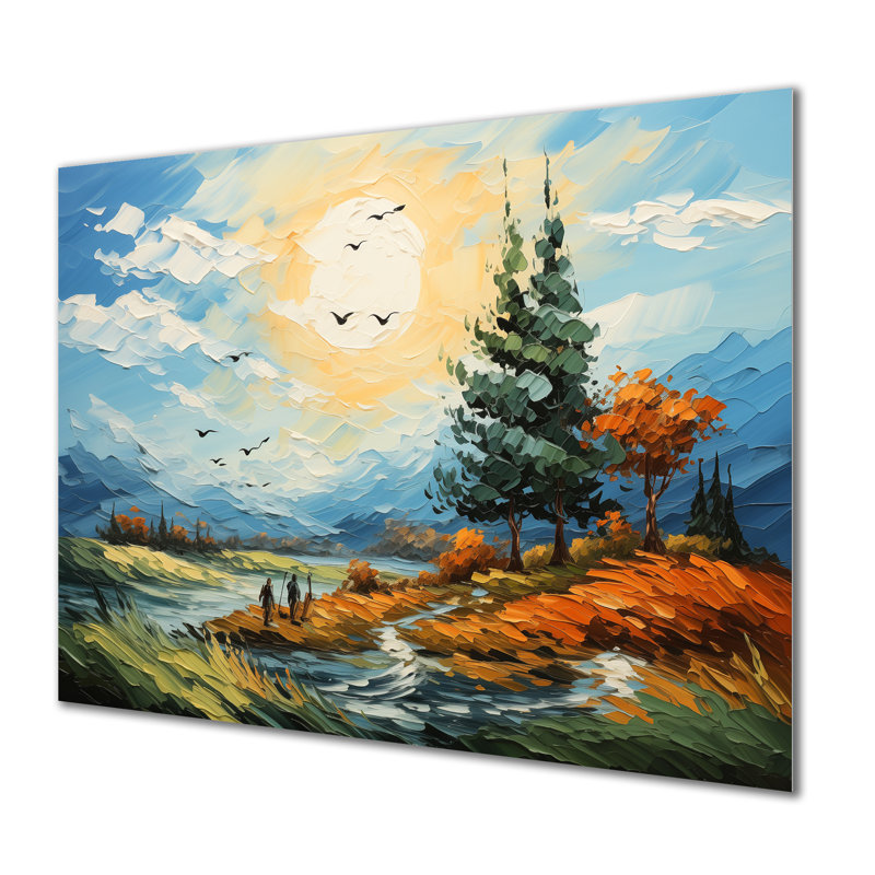 «Autumn Forest Lake Views I - Vangogh», impression murale en métal, H 24 po x l 32 po