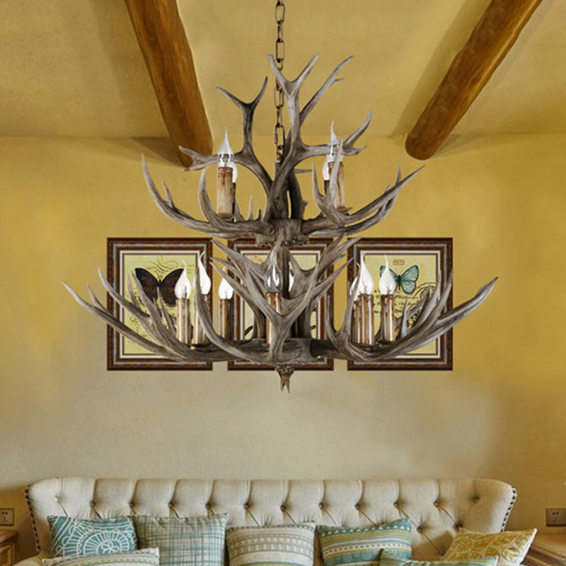 Luminaire suspendu rustique rustique en bois