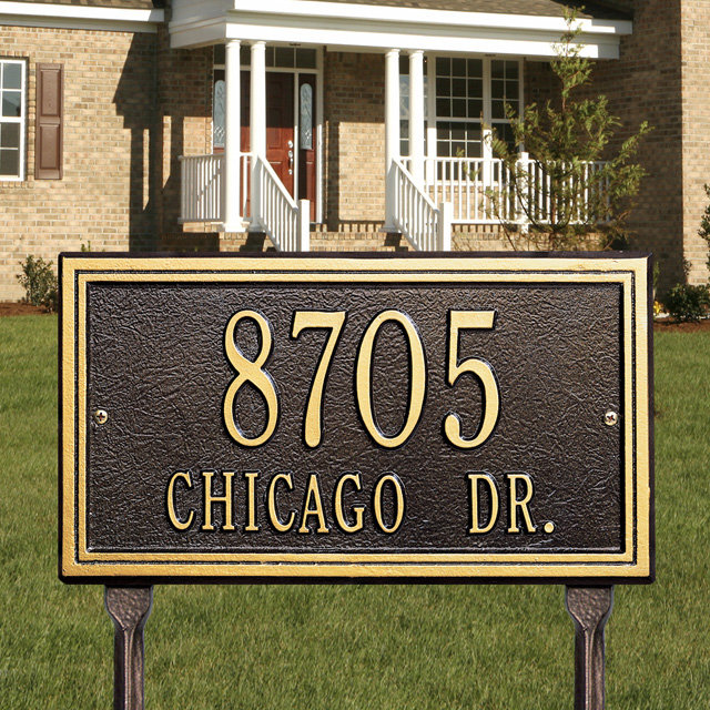 Double Line 2-Line Lawn Address Sign, Antique Copper, Yes