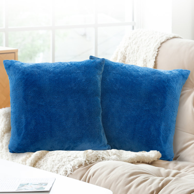 Coussin décoratif, Bleu, H 18 po x l 18 po