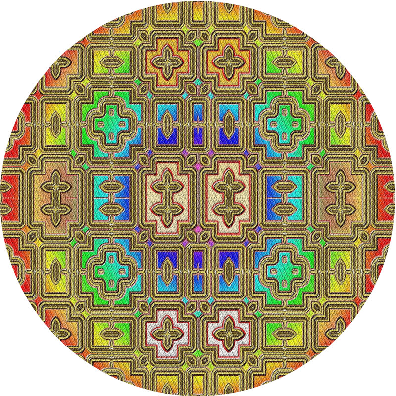 Tapis rouge/vert/bleu, Rond 5 pi