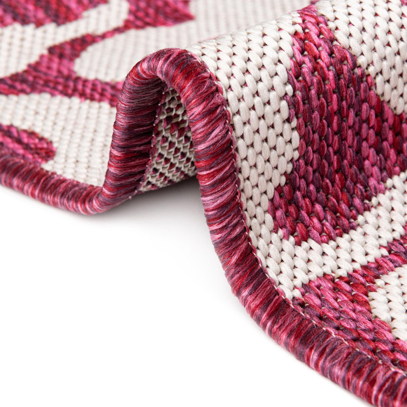 Tapis intérieur / extérieur magenta / ivoire, Carré 13 pi