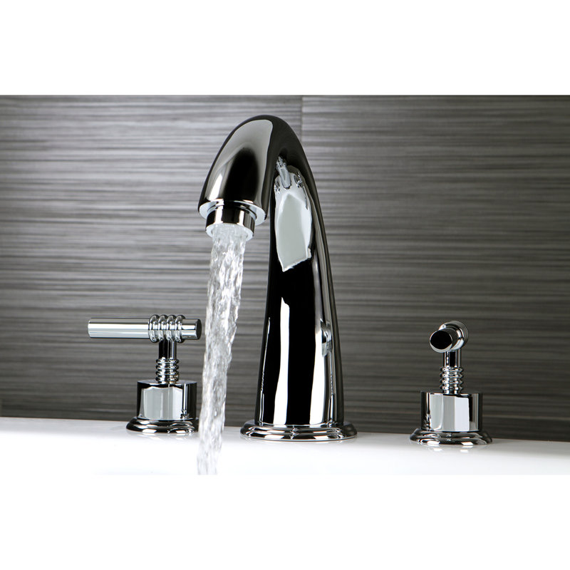 Kingston Brass Milano Two-Handle 3-Hole Deck Mount Roman Tub Faucet, Polished Chrome