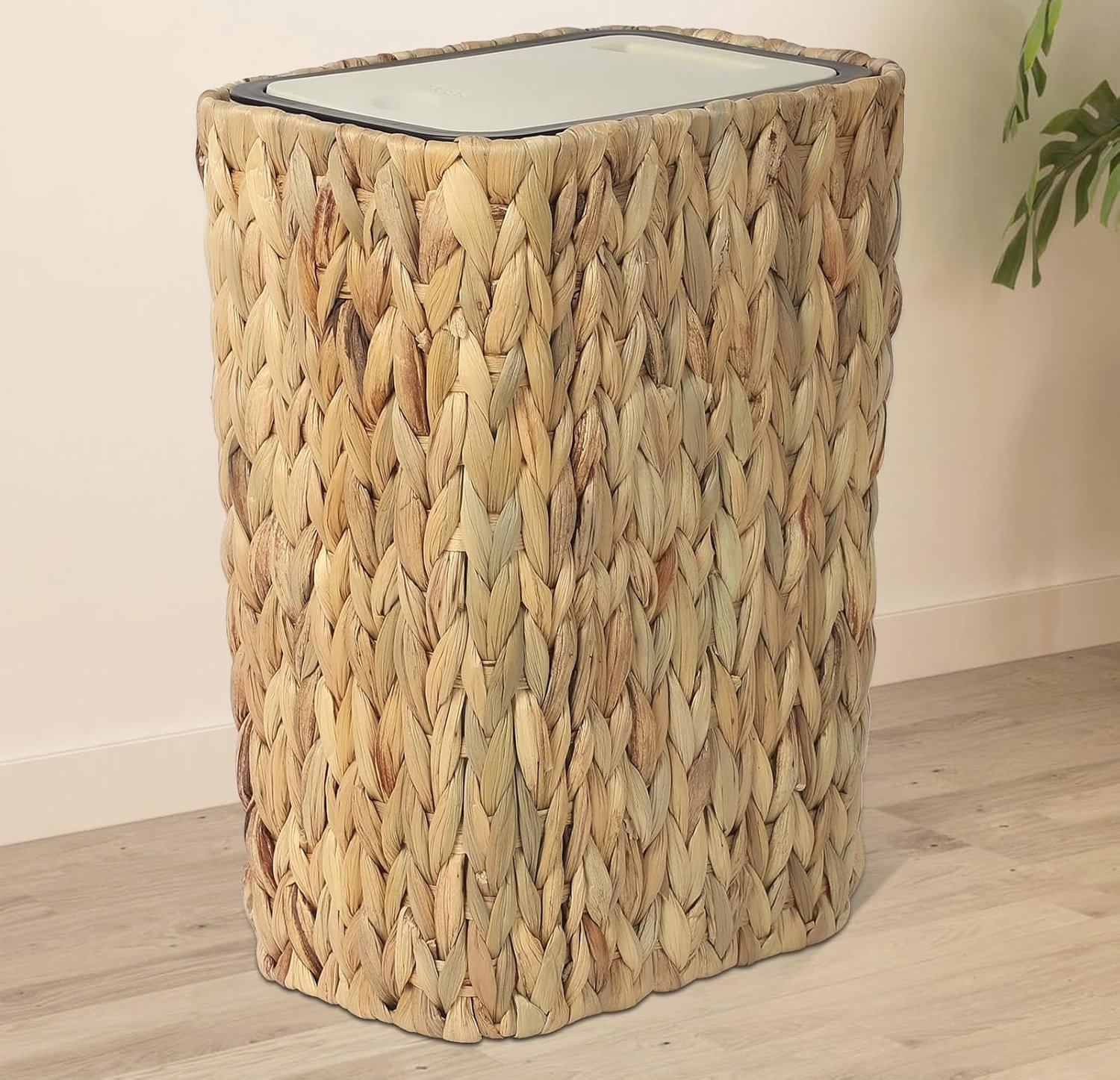 Novobey Boho Trash Can with Lid for Bathroom,3 Gallon Small Rattan ...