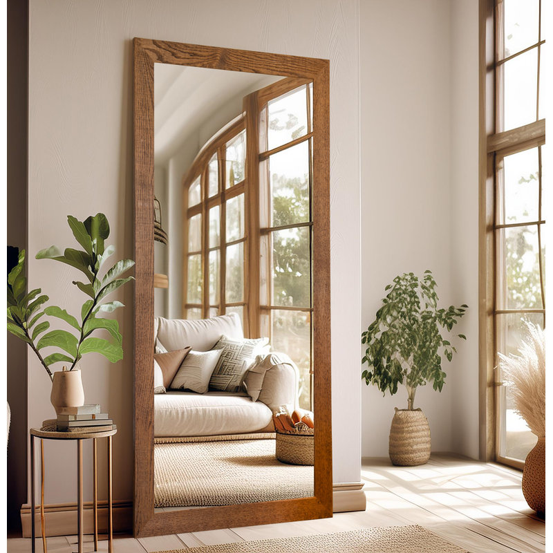 Miroir de plancher en bois franc Union Rustic Ozark, 70 po x 33 po, Miel