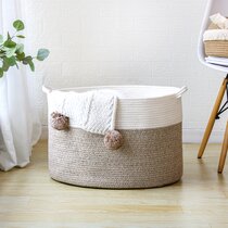 Throw Blanket Basket | Decorative Amish Wicker Living Room Storage