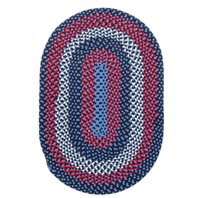 Tapis bleu / rouge en coton tressé Farmhouse