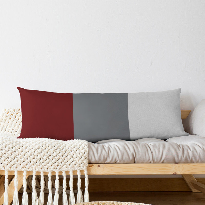 Polyester Medium Pillow, Acle,Maroon/Dark Gray Middle