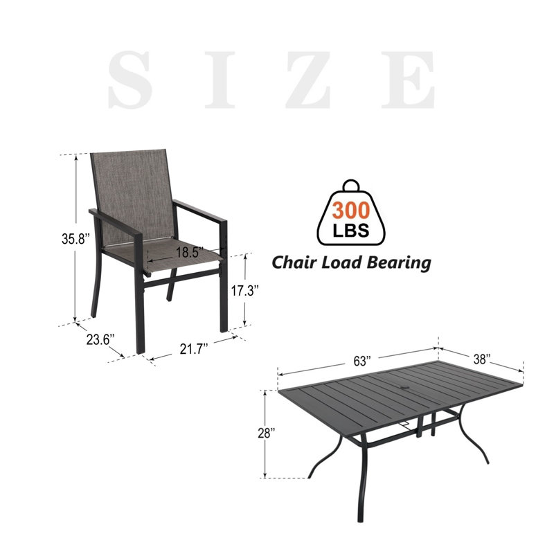 6 - Person Rectangular Outdoor Dining Set With Armchairs, Brown