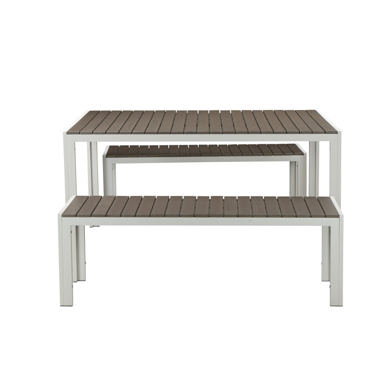 Joel 6 - Person Metal Patio Dining Set with Rectangular Table