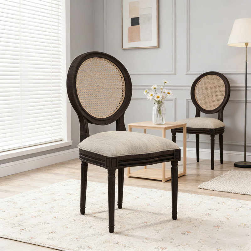 Chaise de salle à manger, Beige, Noir