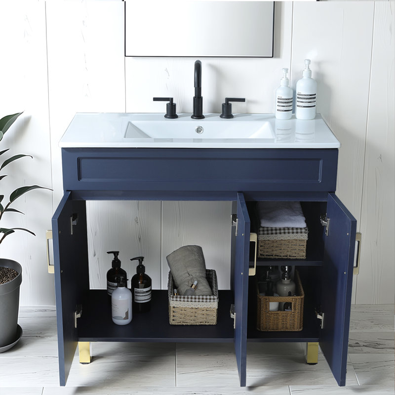 Ensemble de meuble-lavabo simple 36 po bleu