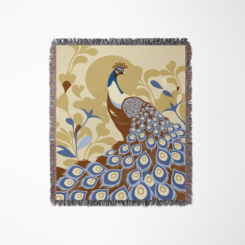 Jeté en mélange de coton Nivo Peacock, L 70 po x l 50 po, Brun rouille