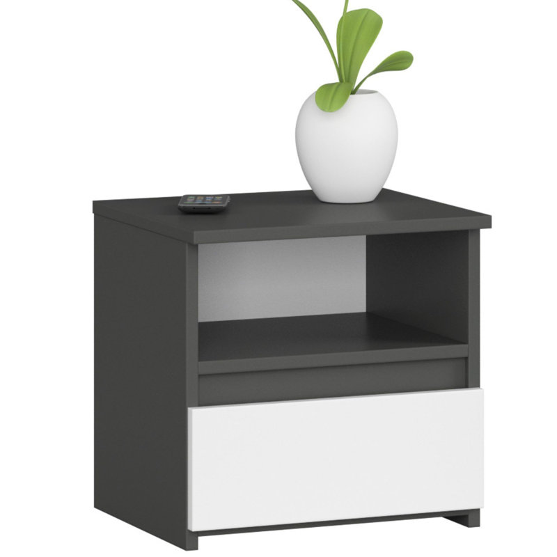 Resmi 40cm W Particle Board Bedside Table, Grey, White