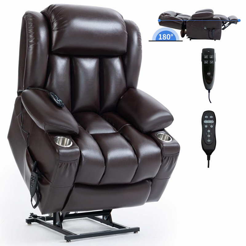 Fauteuil inclinable électrique Kamisha, Similicuir brun