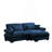 Over Size Modern Two-Seater Sofa With Ottoman, Velvet 2-Seater With Round Bolster Armrests,With Waist Pillow And Throw Pillows,Small L Shape Sofa For Living Room, Reading Room  Blue-79620394