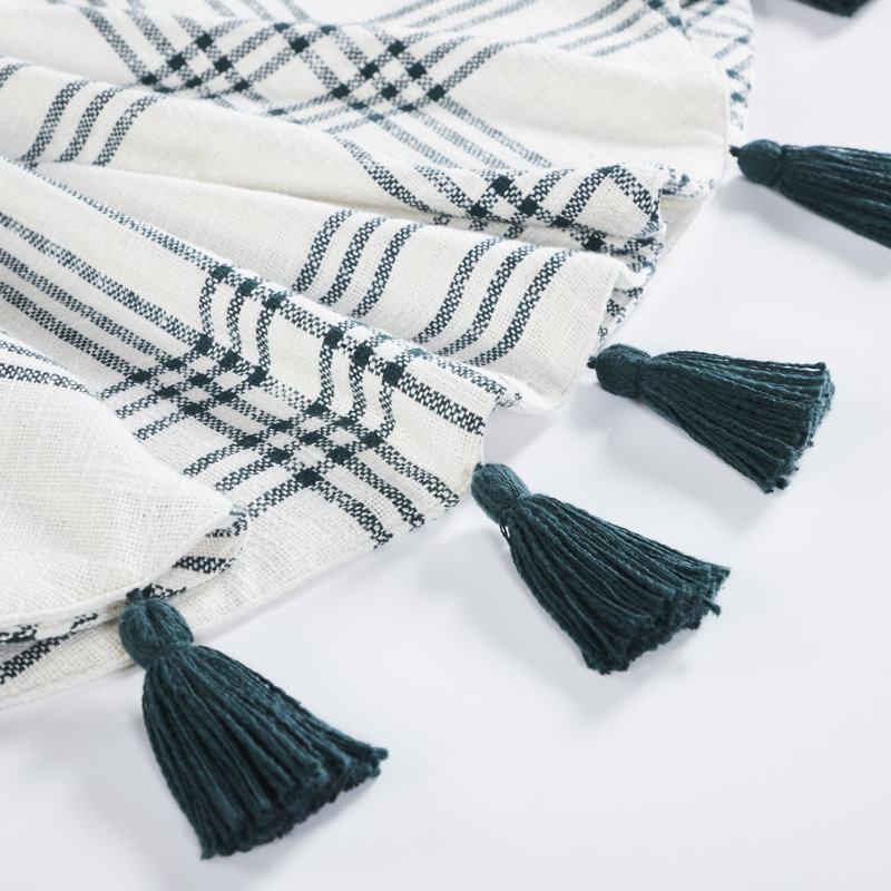 Pine Grove Plaid 48" Green and White Cotton Tree Skirt