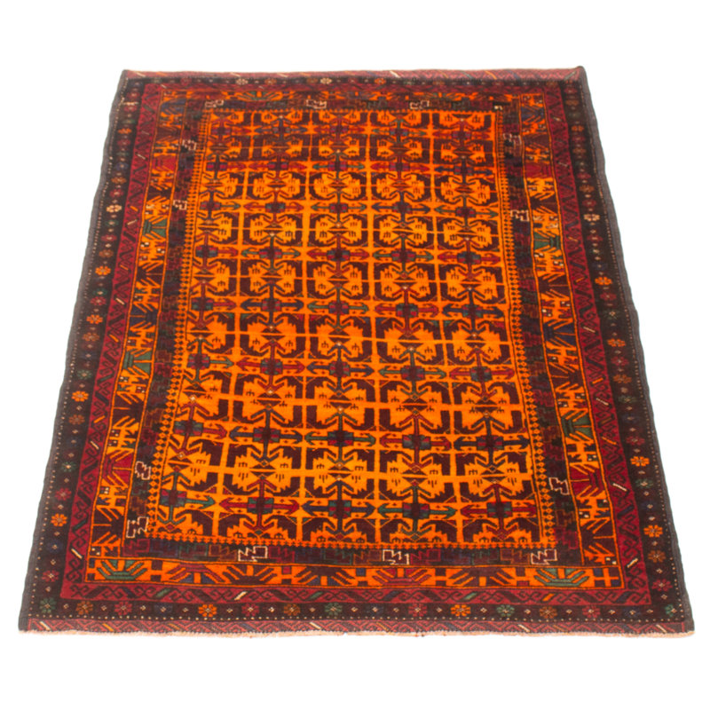 Tapis orange clair Teimani 3 pi 9 po x 5 pi 11 po