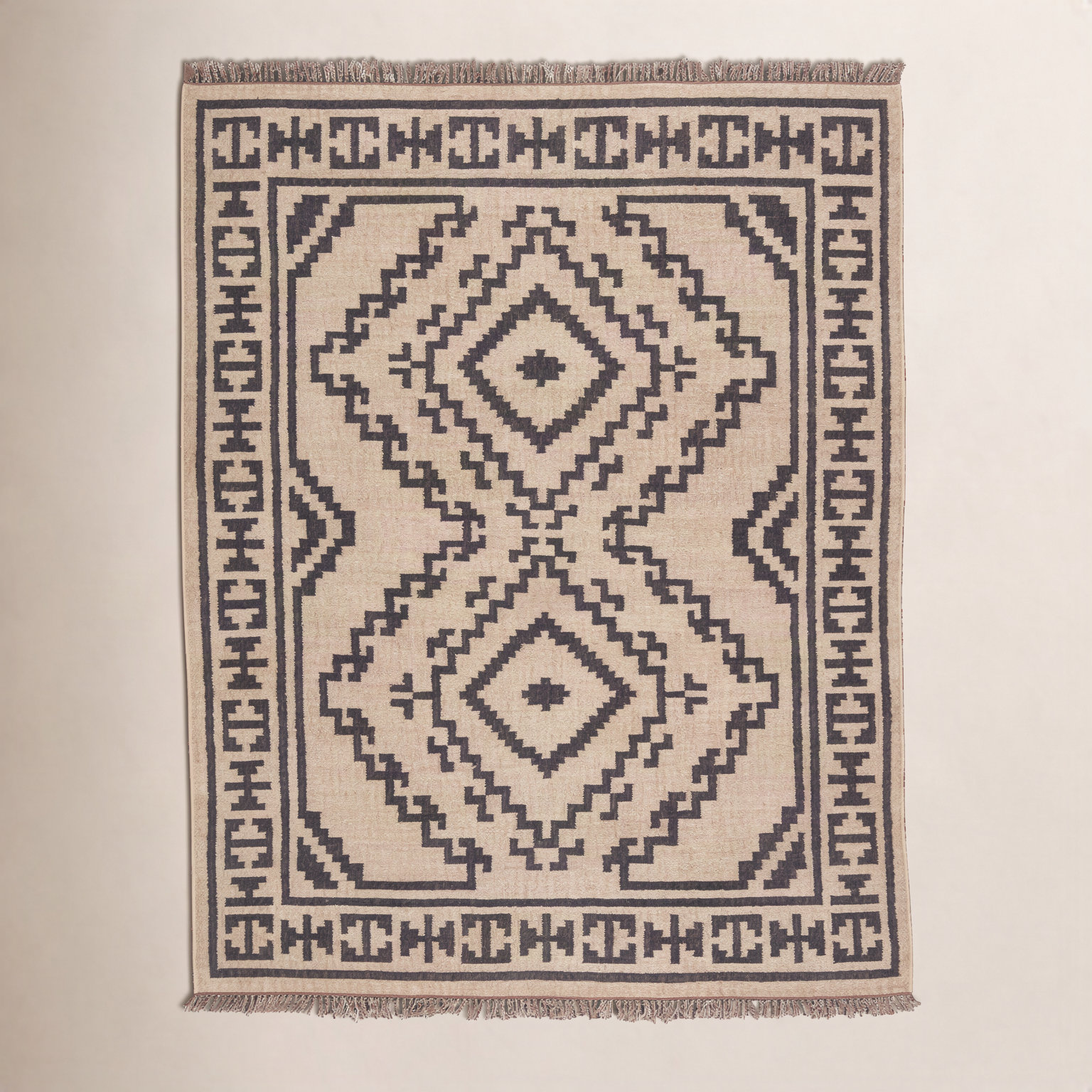 Louie Light Beige Black Flatweave Jute Rug, Rectangle 8'10" x 11'9"