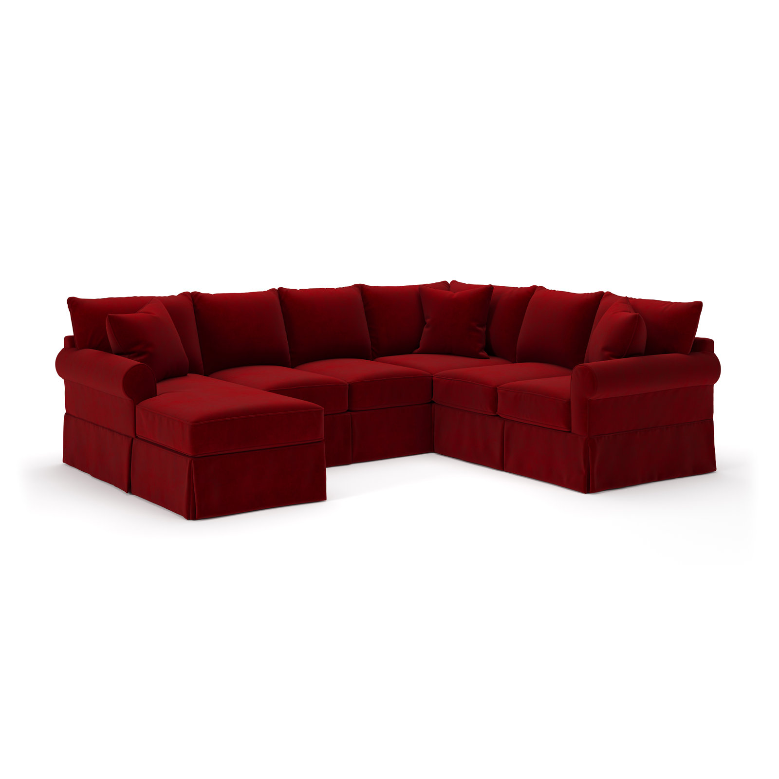 Amari Slipcovered U-Sectional, Left Hand Facing, Bella Ruby Performance Velvet