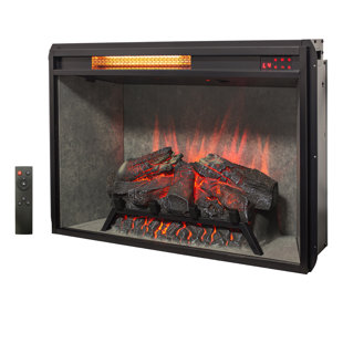 Foyer électrique encastrable Innoflame 28 po, couleur de flamme réglable et luminosité, câblé / à brancher, intérieur en béton vieilli, foyer avec télécommande et minuterie, 1500 W (l 28 1/4 po x H 20 1/16 po)