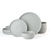 Famiware 12 Piece Dinnerware Sets, Speckle Matte Dish Set