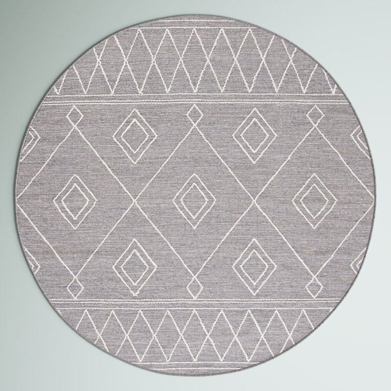 Tapis gris / ivoire Holtby Southwestern, Rond 6 pi