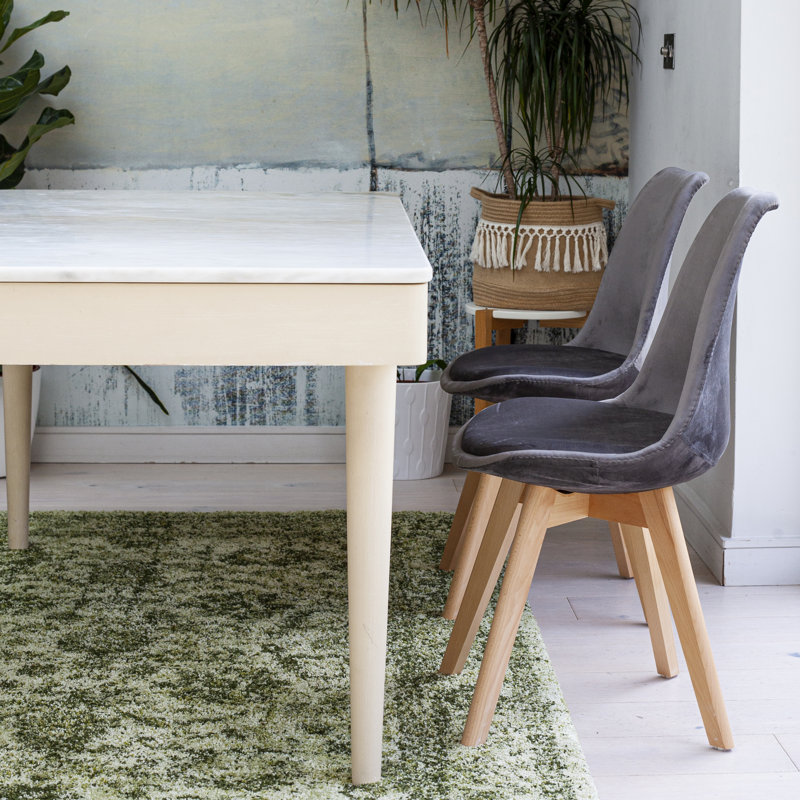 Abert 46cm H Velvet Upholstered Side Chair, Light Grey, 1