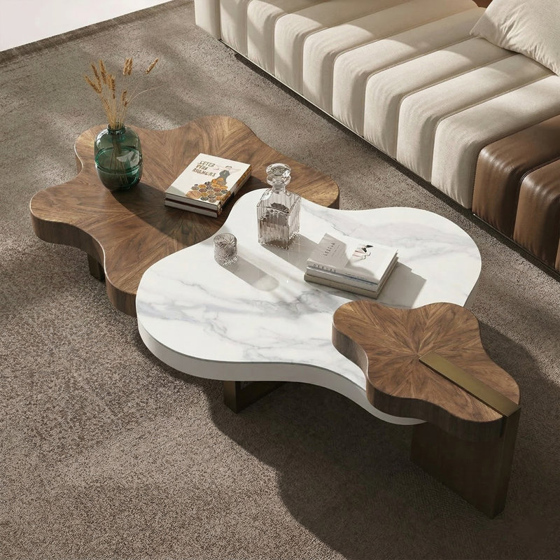 Ensemble de 3 tables basses gigognes Modern, 15.7" H x 55.1" L x 35.43" D