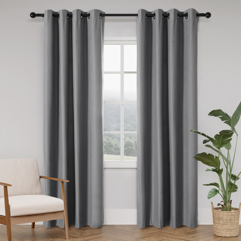 Paire de rideaux occultant 100% croisé Huseman, Gris foncé, L 52 po x L 96 po