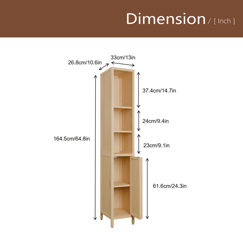 Bamboo Large Capacity Thin And Tall Cabinet