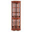 Vitrine de coin en noyer avec 5 tablettes et système d'éclairage à 5 tablettes-1110490835-1110490832
