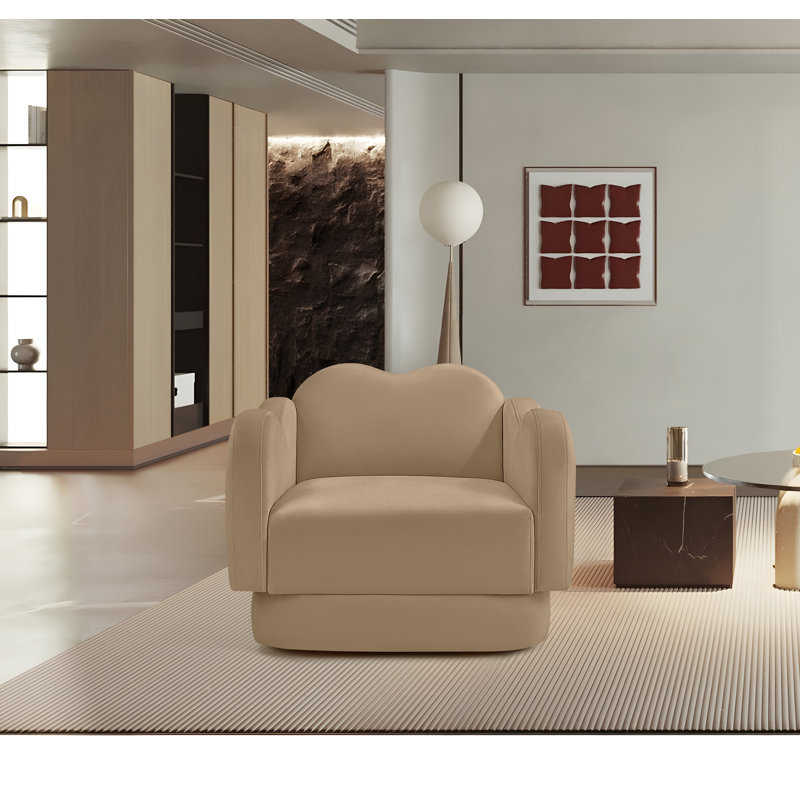 Chaise rembourrée Rainald, Velours brun clair
