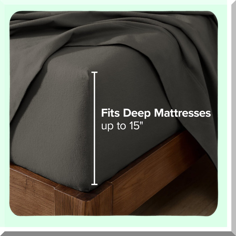 VelvetLux Cotton Flannel Sheet Set - Ultra Soft Heavyweight Double Brushed Flannel - Deep Pocket Fitted Sheets - Grey - Cozy Bedding Essentials