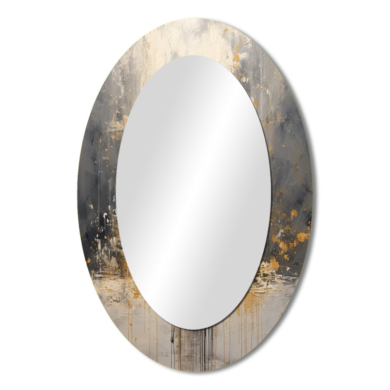 Zen Meditation Position II - Grand miroir mural ovale sur métal, 36 po x 24 po