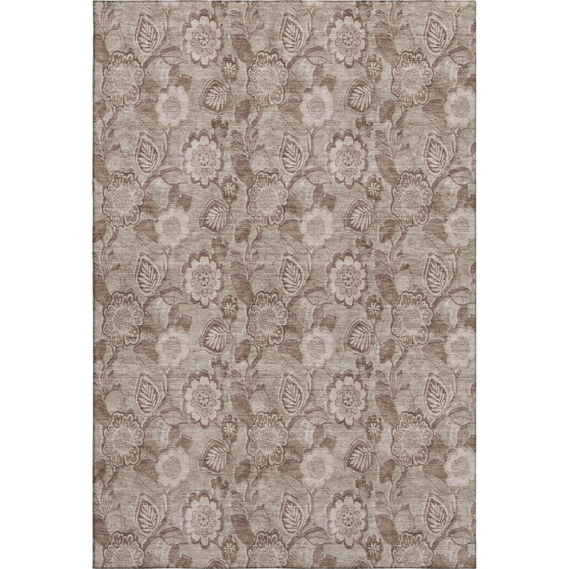 Premium Machine Washable Ralston AMF1939 Floral Rug, Rectangle 9' x 12'