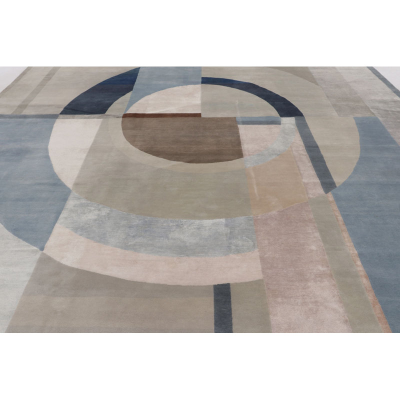 Mid Century Modern Handmade Wool Area Rug