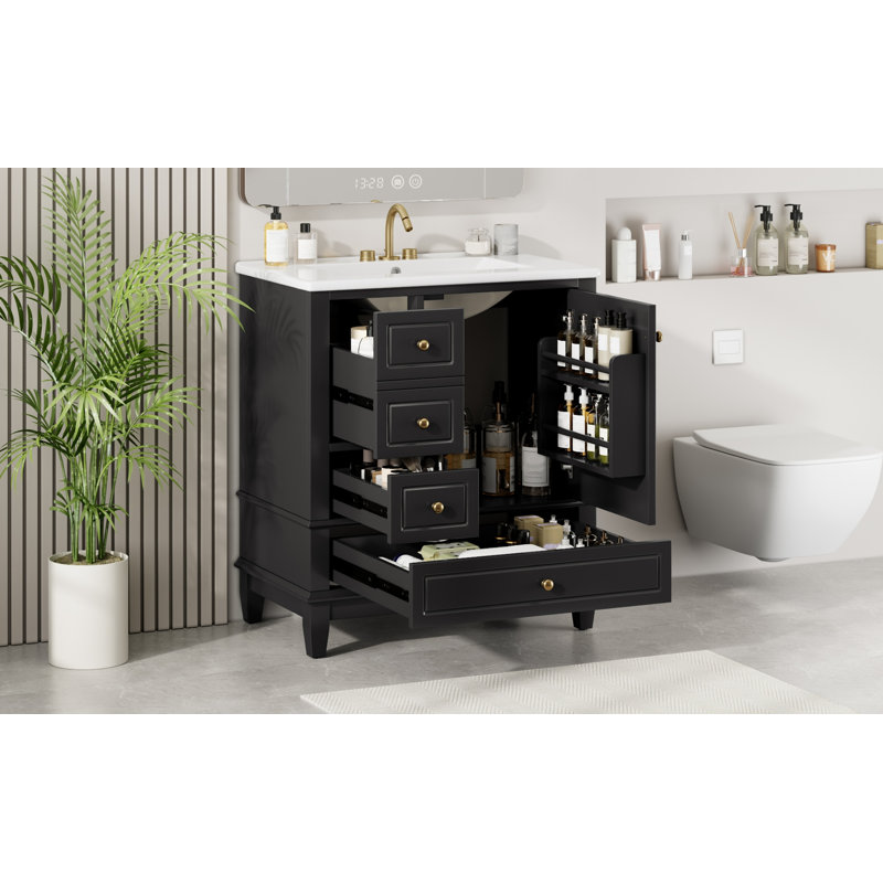 Meuble-lavabo 30 po avec lavabo, Noir