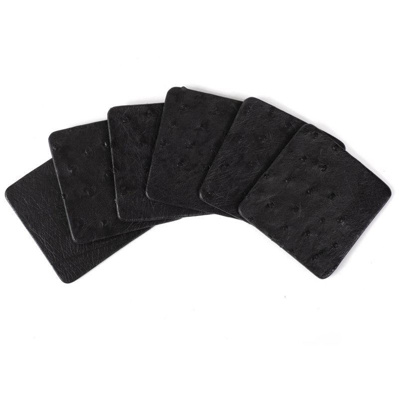 Genuine Leather Coasters, Black
