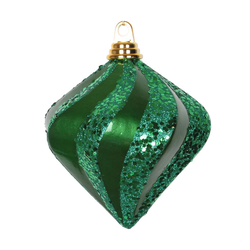 Ornement en forme de diamant, Vert, H 6 po x l 6 po x P 6 po