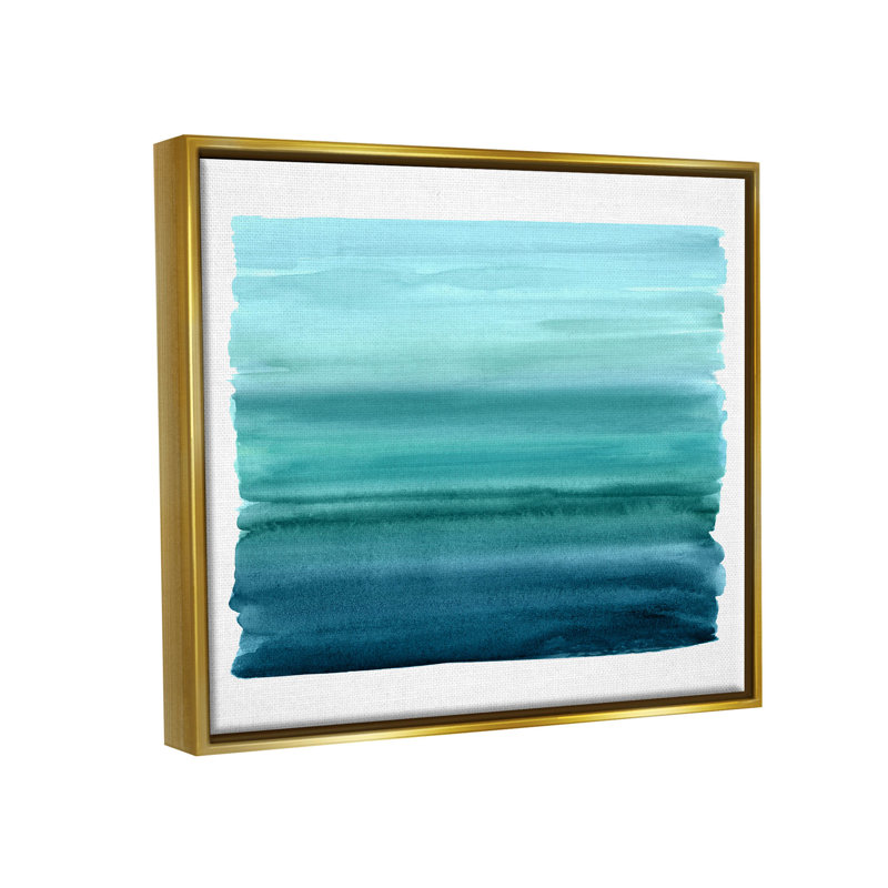 «Turquoise Gradient Shape», estampe numérique par Allie Corbin, H 25 po x l 31 po x P 1,7 po, Cadre flottant métallique doré