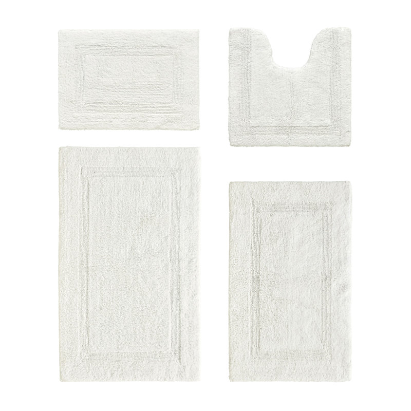 Ensemble de tapis de bain 4 pièces 100% coton Adelen Premium 2370 GSM, lavable à la machine, super absorbant et tapis de bain réversible en tissage touffeté pour salle de bain, douche et baignoire, tapis de salle de bain certifiés Oeko-Tex, ivoire
