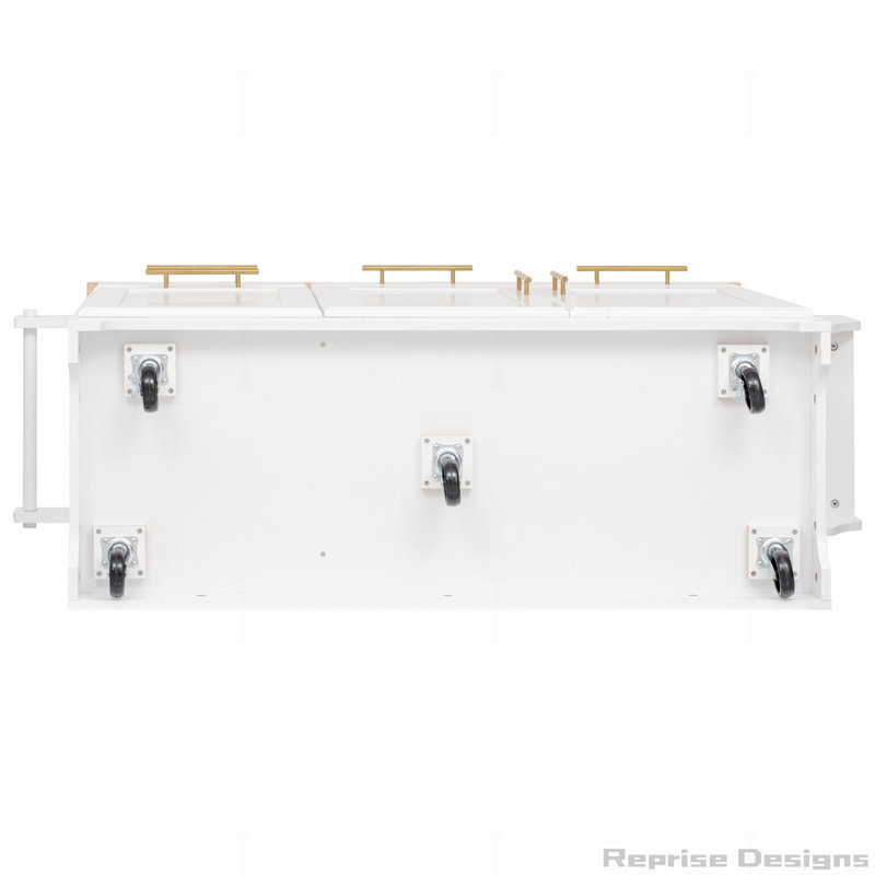 59.3" Kitchen Island with Storage 2 Pull Out Cabinet,Trash Can Storage and Drop Leaf , Power Outlet, White