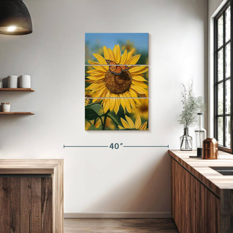Harnek, tournesols, papillons, saison estivale, H 38 po x l 24 po