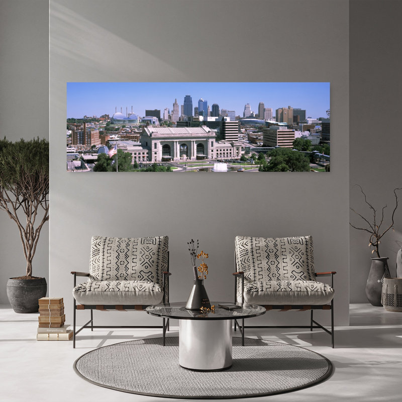 Union Station with city skyline in background Kansas City Missouri USA 1 Piece Wrapped Canvas Panoramic Wall Art