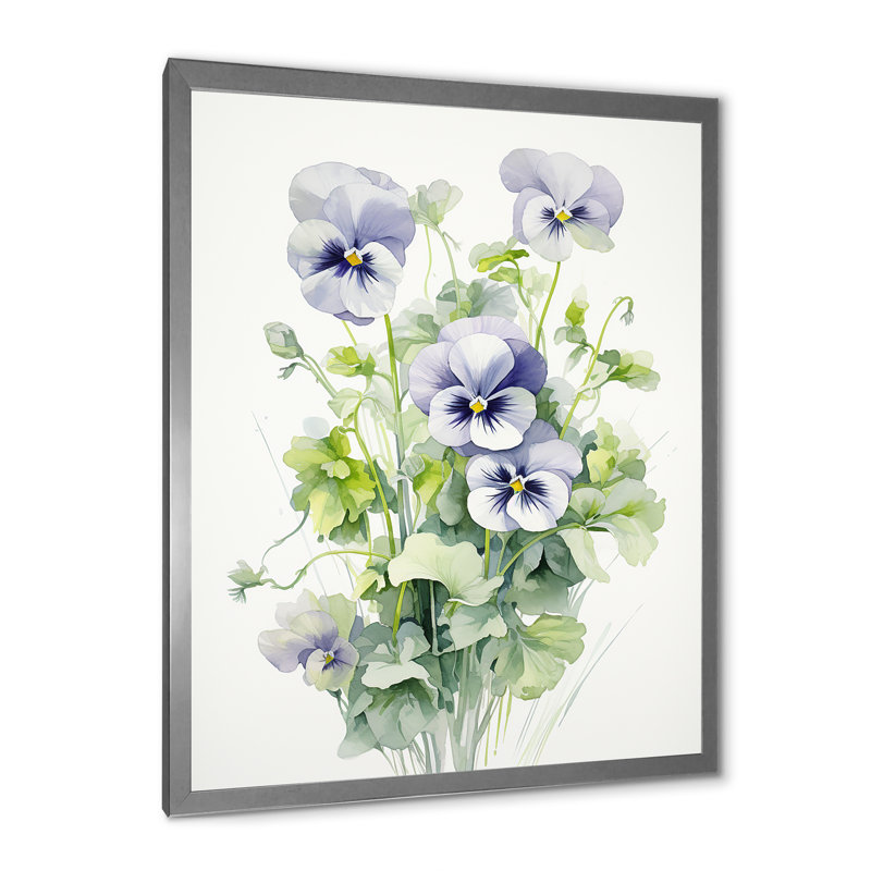 Bouquet d'harmonies vertes et mauves Blossum, Cadre simple argenté, H 40 po x l 30 po x P 1,5 po